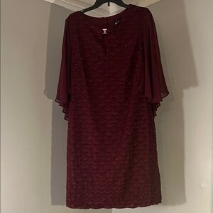 Connected Apparel Burgundy Long Sleeve Dress